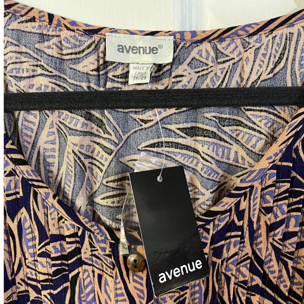 Avenue SIZE 26/28 Leaf Patterned Button Up Top Ol… - image 8